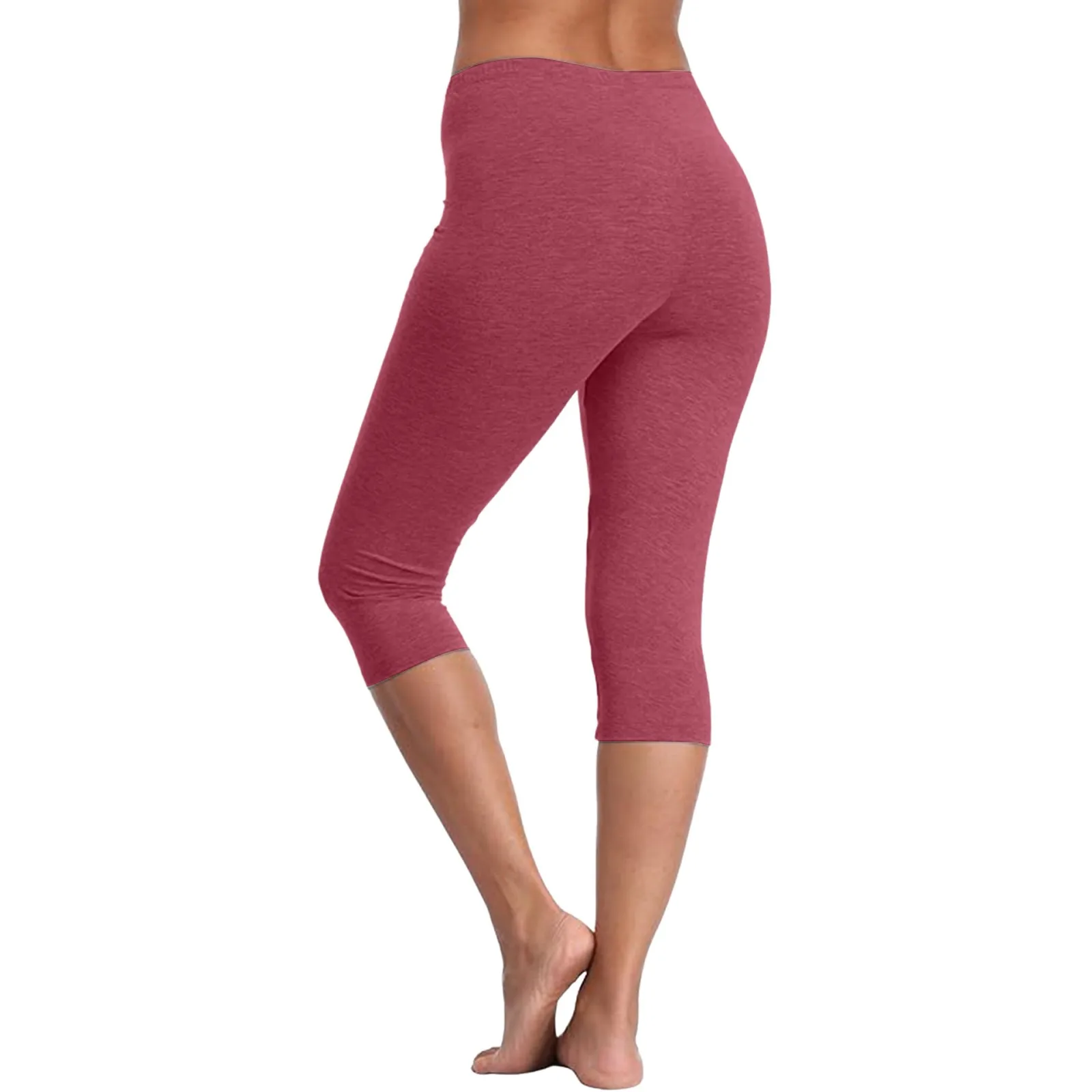 Women'S Sports Shorts Elastic Yoga Pants Summer Solid Color Sports Shorts Lightweight High Waisted Tight Solid Color Jogging