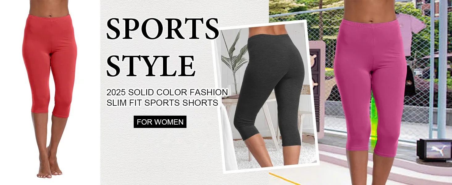 Women'S Sports Shorts Elastic Yoga Pants Summer Solid Color Sports Shorts Lightweight High Waisted Tight Solid Color Jogging