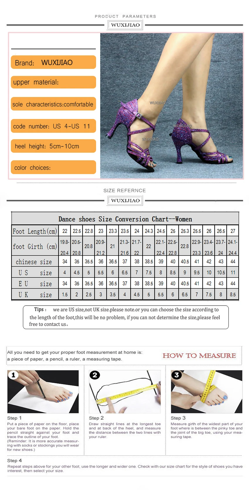 Wuxi Women's Purple Latin Dance Shoes New Dance Shoes Unique Design Salsa Shoes Diamond Sandals
