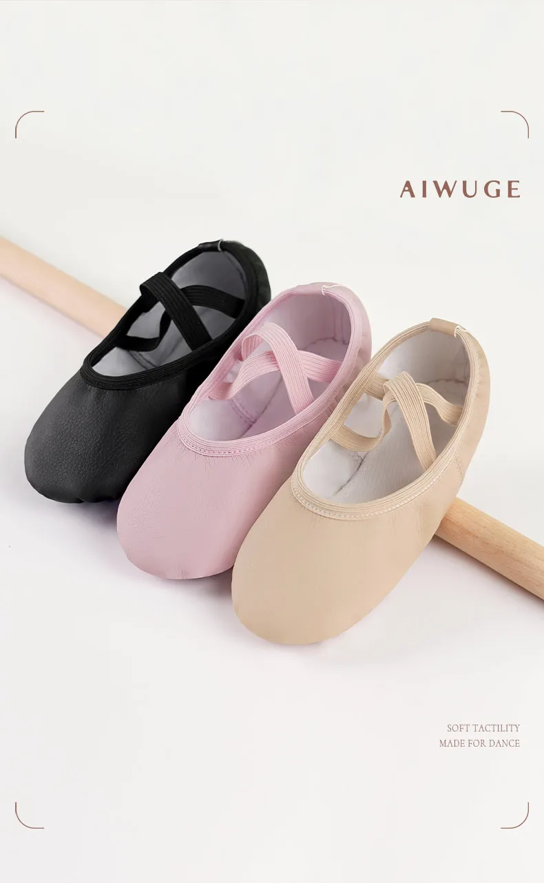 PU Ballet Shoes for Toddler Girls Children Dance Shoe Leather Ballet Flats Kids Soft Sole Gymnastics Shoes Dancing Slippers