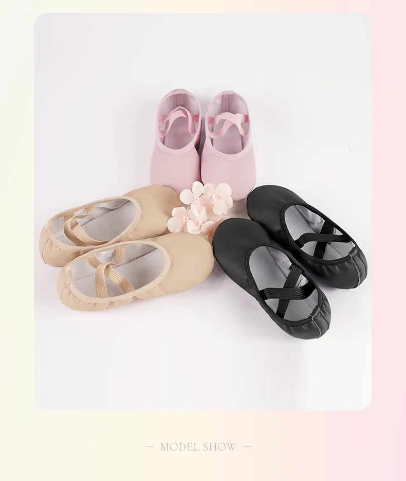 PU Ballet Shoes for Toddler Girls Children Dance Shoe Leather Ballet Flats Kids Soft Sole Gymnastics Shoes Dancing Slippers