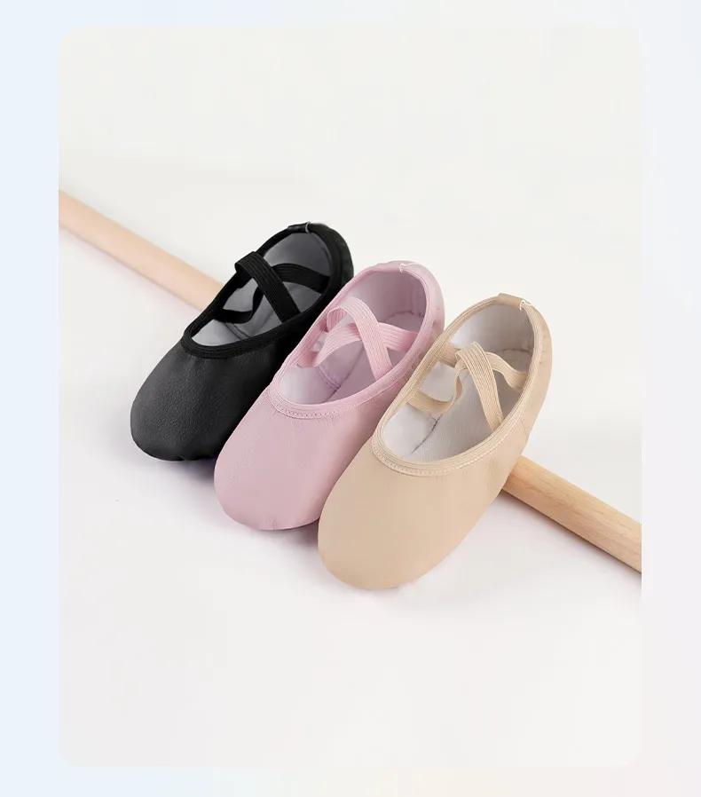 PU Ballet Shoes for Toddler Girls Children Dance Shoe Leather Ballet Flats Kids Soft Sole Gymnastics Shoes Dancing Slippers