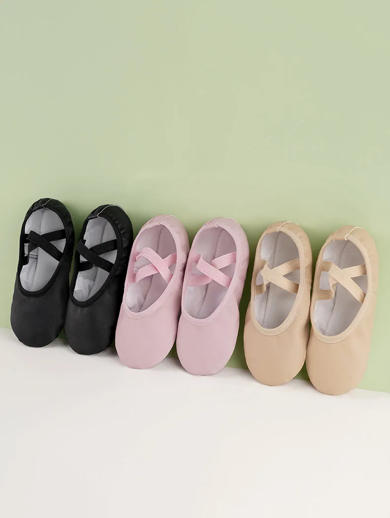 PU Ballet Shoes for Toddler Girls Children Dance Shoe Leather Ballet Flats Kids Soft Sole Gymnastics Shoes Dancing Slippers
