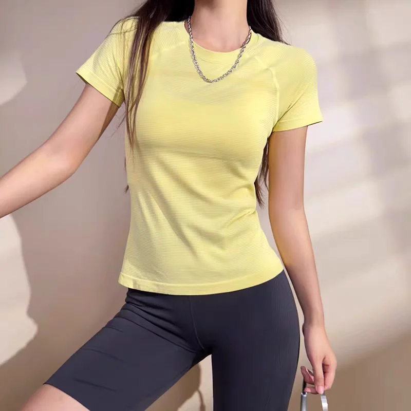 Women Yoga Top Seamless Sport T Shirts Fitness Clothes Short Sleeve Yoga Shirt Gym Top Running Active Wear Sport Top