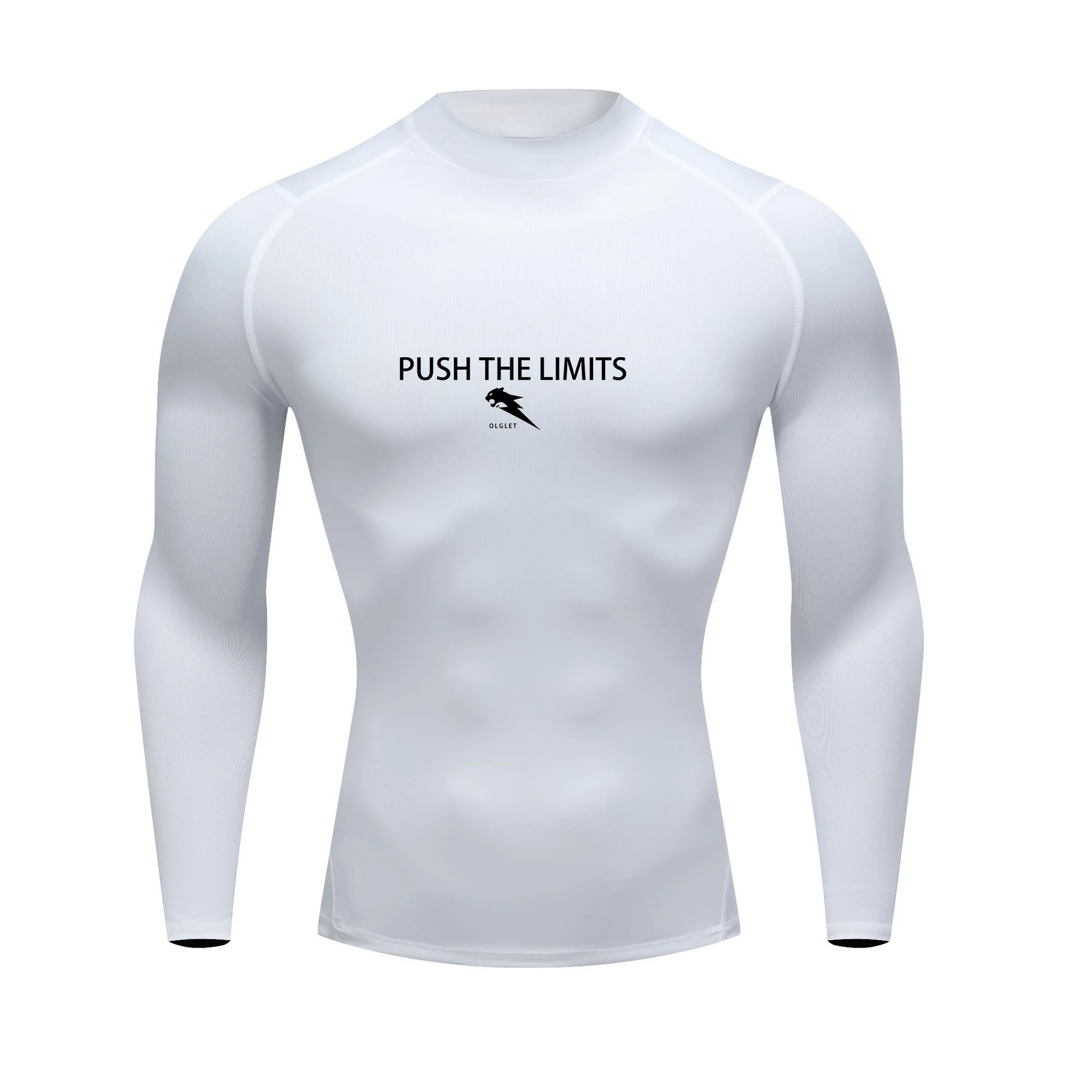 Autumn New Sports Shirt Men High Neck Compression Shirt Long Sleeved Training Top High Stretch Undershirt