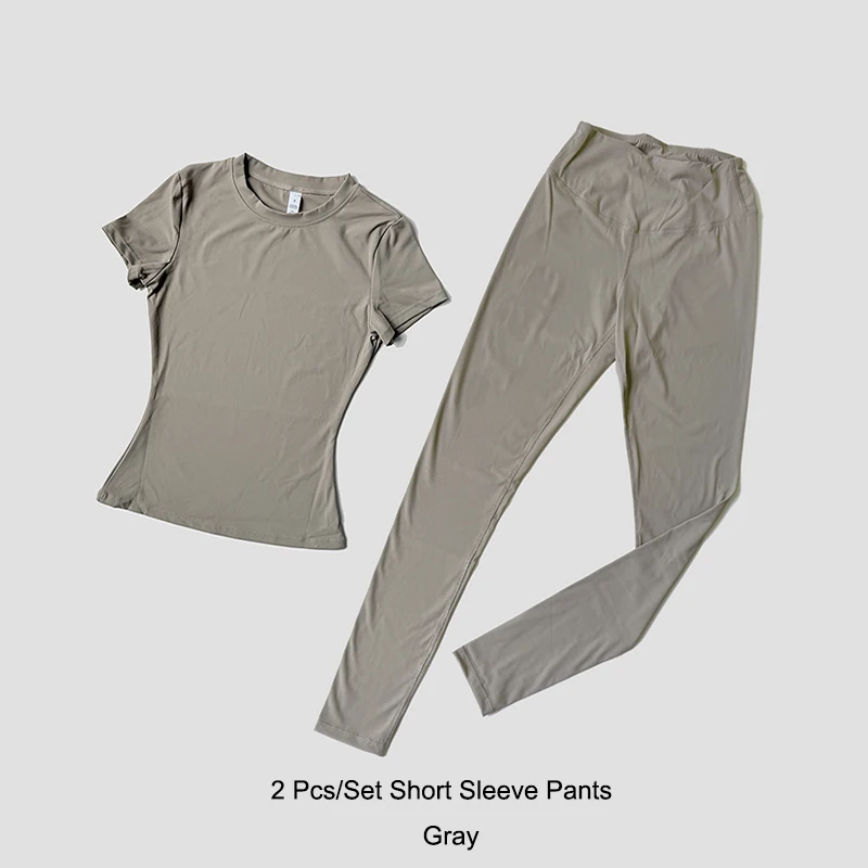 Yoga Suit Sports Set Women Quick-Drying Gym Set Tracksuit Running Workout Short Sleeve Leggings Sports Yoga Clothing