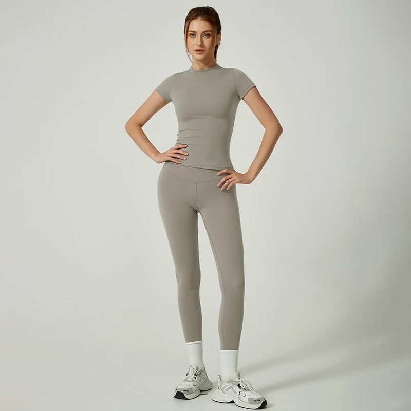 Yoga Suit Sports Set Women Quick-Drying Gym Set Tracksuit Running Workout Short Sleeve Leggings Sports Yoga Clothing