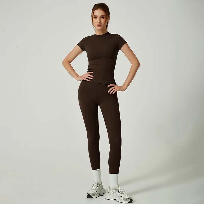 Yoga Suit Sports Set Women Quick-Drying Gym Set Tracksuit Running Workout Short Sleeve Leggings Sports Yoga Clothing
