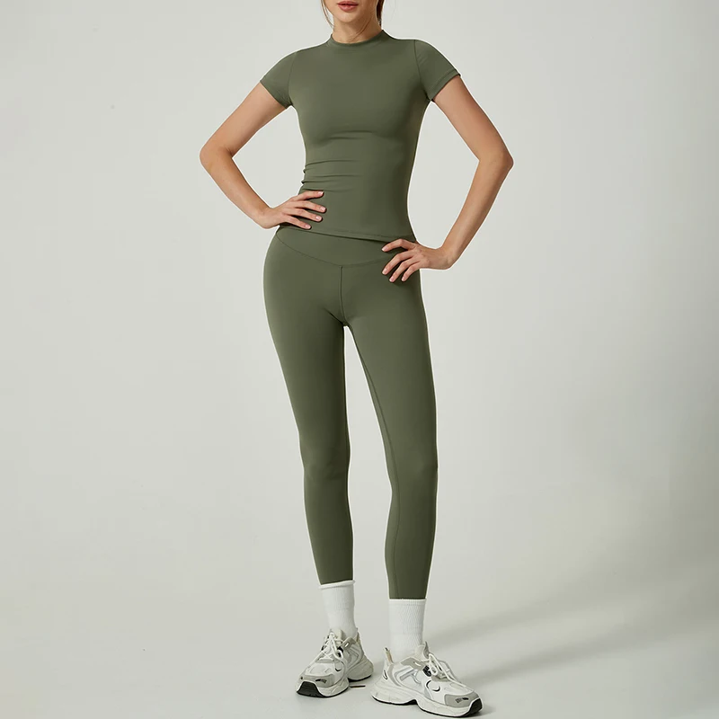 Yoga Suit Sports Set Women Quick-Drying Gym Set Tracksuit Running Workout Short Sleeve Leggings Sports Yoga Clothing