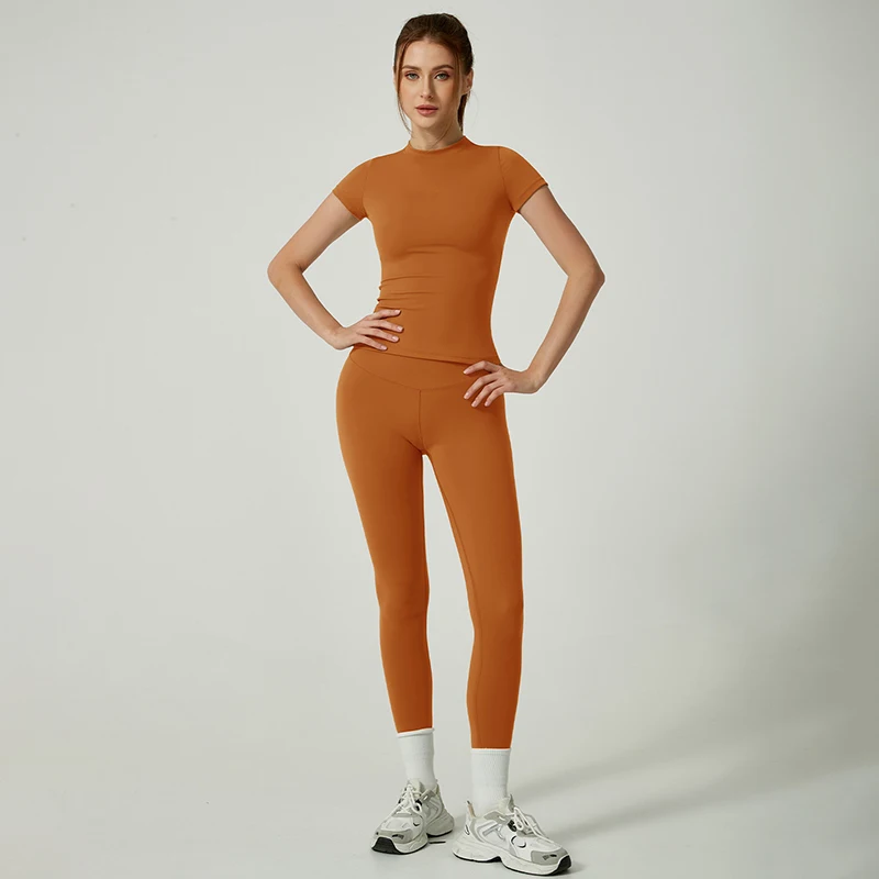 Yoga Suit Sports Set Women Quick-Drying Gym Set Tracksuit Running Workout Short Sleeve Leggings Sports Yoga Clothing