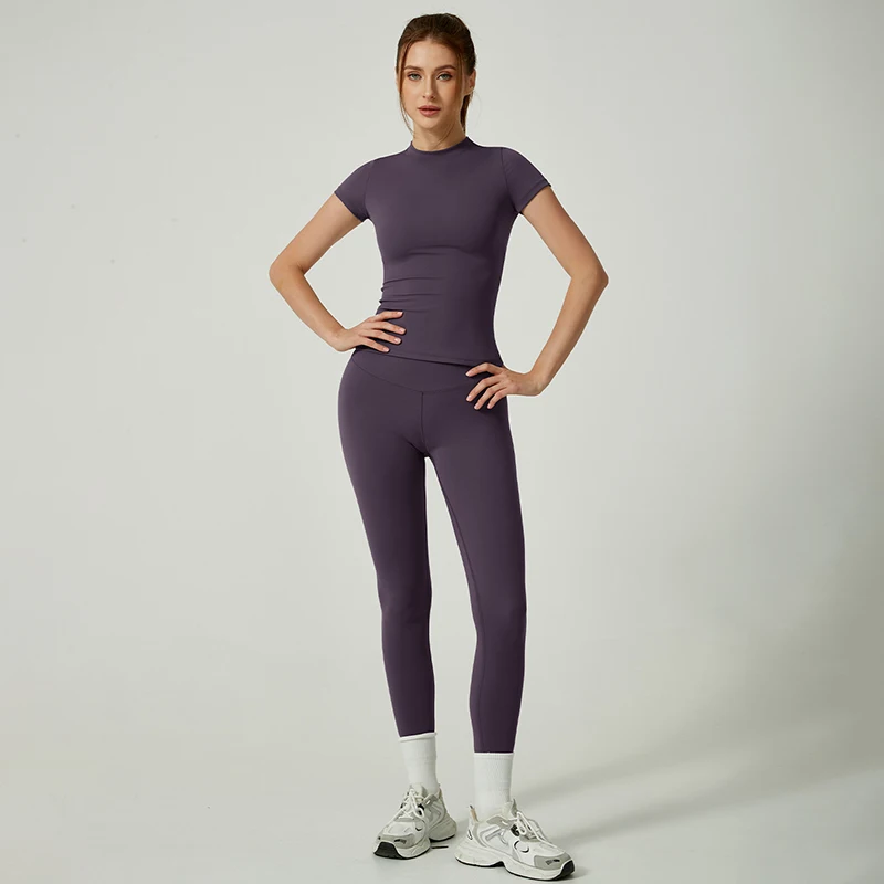 Yoga Suit Sports Set Women Quick-Drying Gym Set Tracksuit Running Workout Short Sleeve Leggings Sports Yoga Clothing