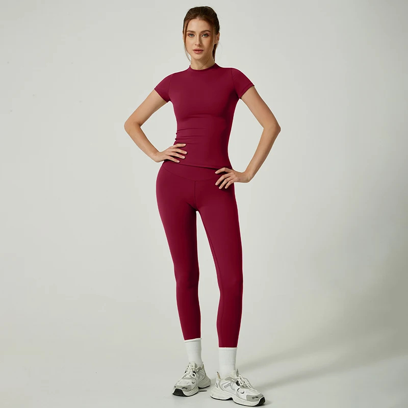 Yoga Suit Sports Set Women Quick-Drying Gym Set Tracksuit Running Workout Short Sleeve Leggings Sports Yoga Clothing