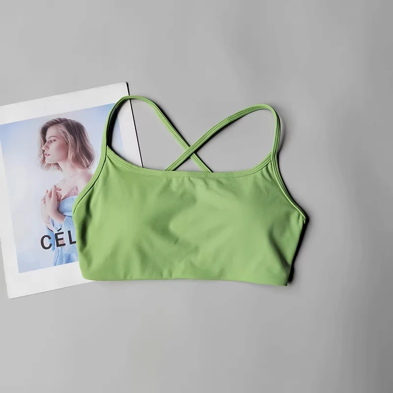 Solid Color Soft High Strength Women Fitness Bra Tight Sport Top Gym Top Training Gym Yoga Underwear Tight With Chest Pad