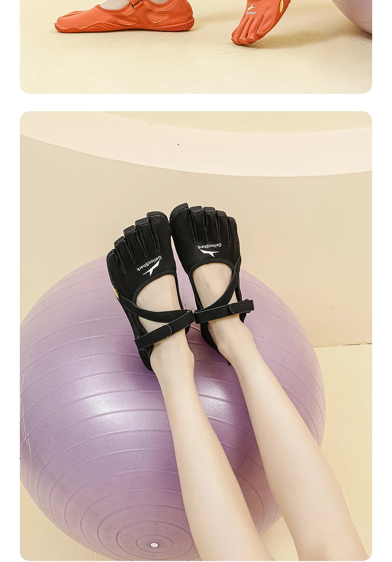 GallonShark Adult Non-Slip Closed-Toe Five-Finger Shoes, Supportive Barefoot Shoes for Yoga, Pilates & Home Exercise Sessions