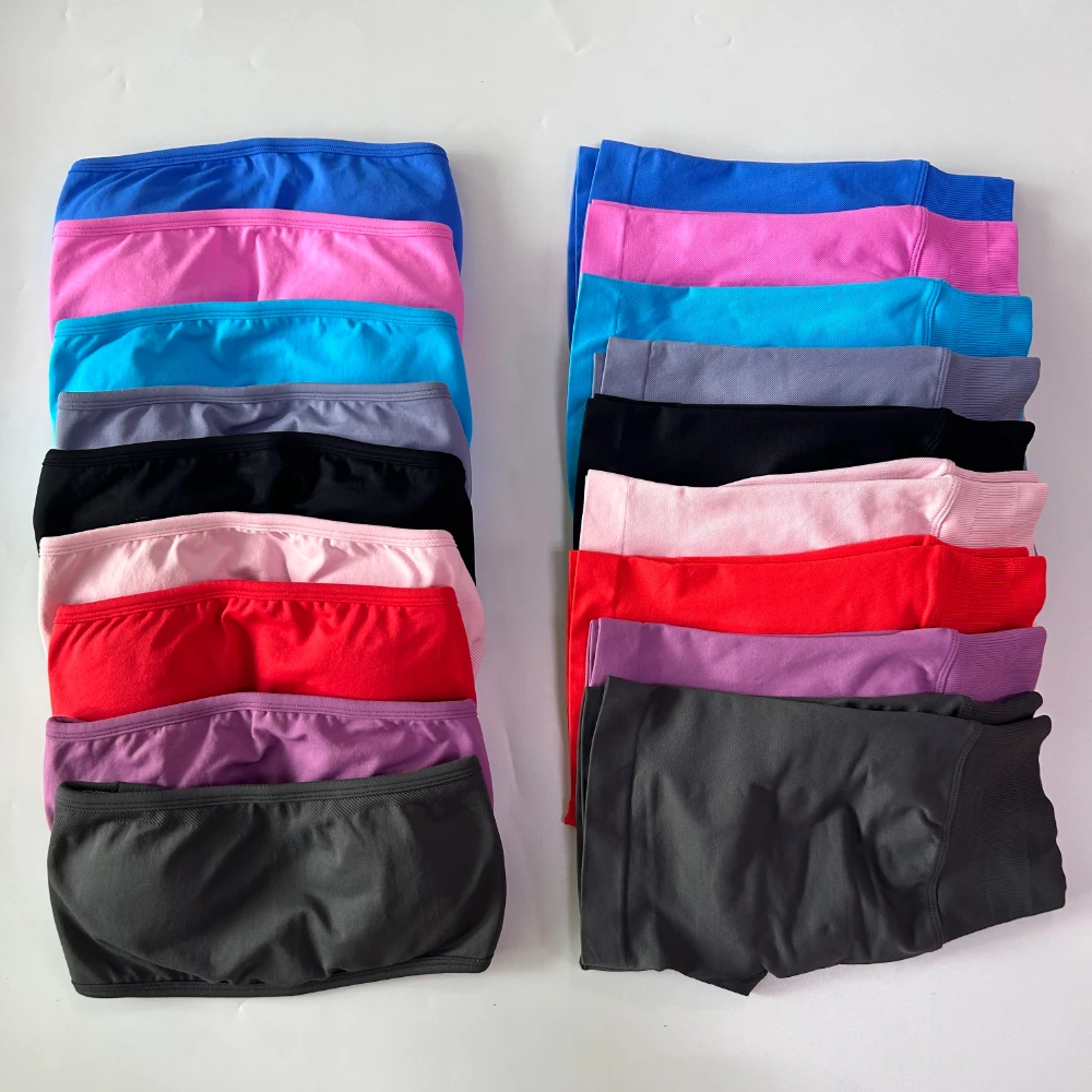 Pericic 2 Pieces Yoga Set Women Backless Bandeau Sports Bra Scrunch Shorts Yoga Clothing Workout Clothes Outfits Sets Gym Set