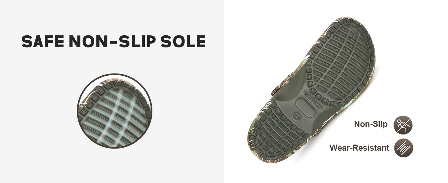 8Fans Camo Clogs for Men,Outdoor Garden Slip On Sandals Summer Water Beach Shoes Lightweight Breathable Non Slip Casual Slippers