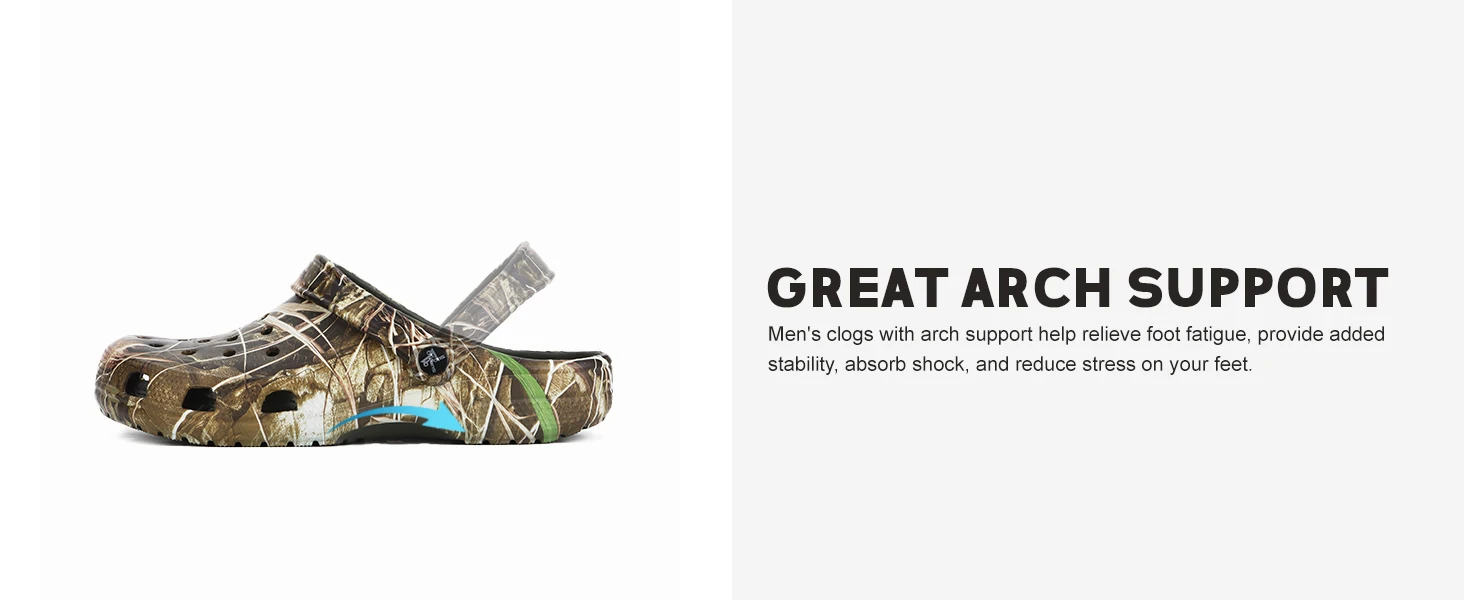 8Fans Camo Clogs for Men,Outdoor Garden Slip On Sandals Summer Water Beach Shoes Lightweight Breathable Non Slip Casual Slippers