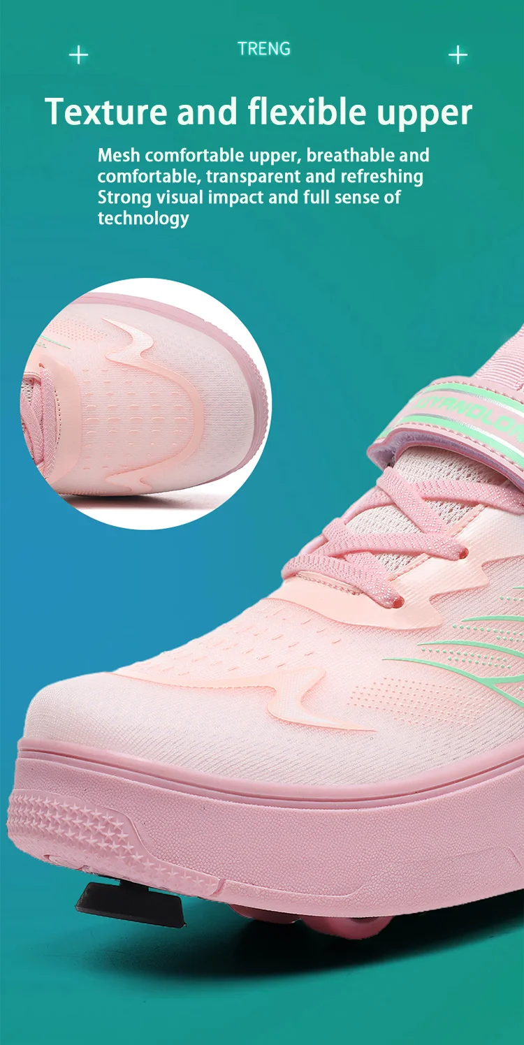 Roller Skate Shoe Walking Shoes With Four-wheel Student Sports Pulleys Walking Shoes With Wheels Summer Spring Kids Sneakers