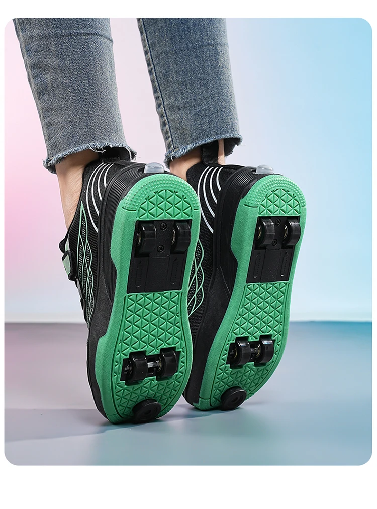 Roller Skate Shoe Walking Shoes With Four-wheel Student Sports Pulleys Walking Shoes With Wheels Summer Spring Kids Sneakers