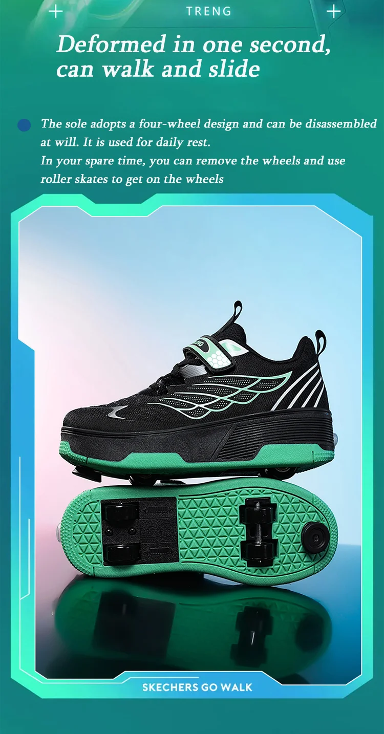 Roller Skate Shoe Walking Shoes With Four-wheel Student Sports Pulleys Walking Shoes With Wheels Summer Spring Kids Sneakers