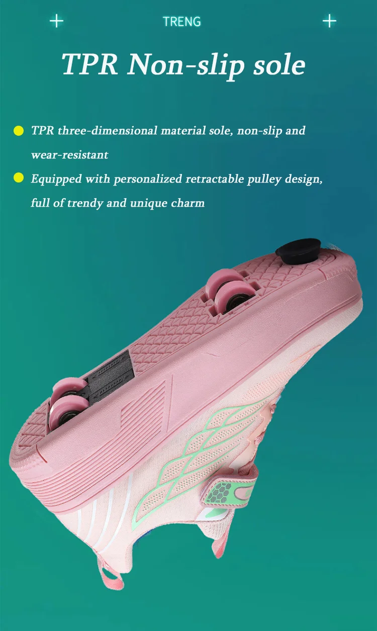 Roller Skate Shoe Walking Shoes With Four-wheel Student Sports Pulleys Walking Shoes With Wheels Summer Spring Kids Sneakers
