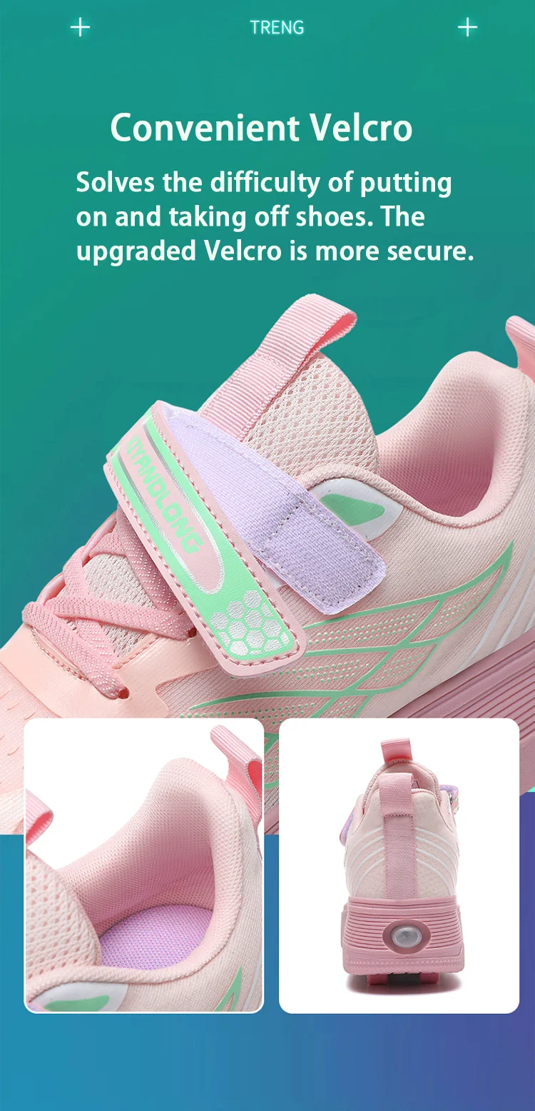 Roller Skate Shoe Walking Shoes With Four-wheel Student Sports Pulleys Walking Shoes With Wheels Summer Spring Kids Sneakers
