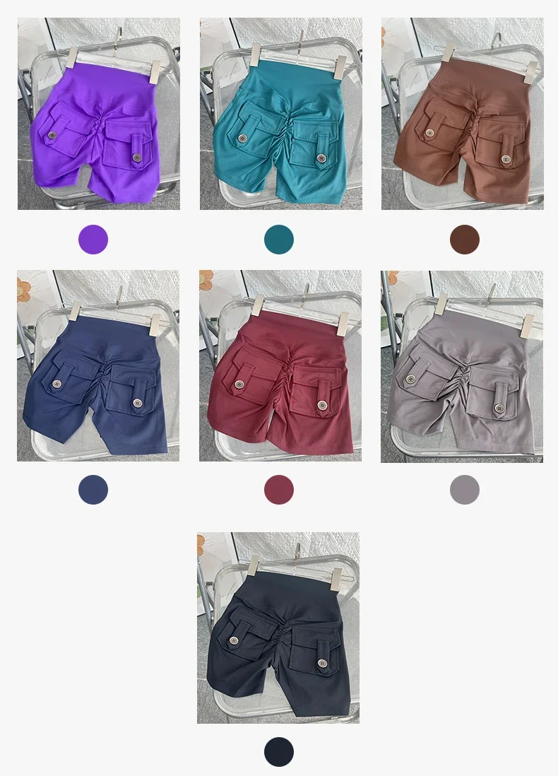 Women Yoga Shorts High Waist Workout Shorts Fitness Yoga Lift Butt Fitness Ladies Yoga Gym Running Short Pants Sportswear
