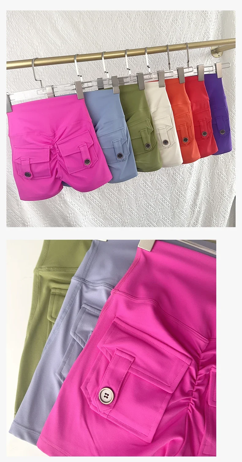 Women Yoga Shorts High Waist Workout Shorts Fitness Yoga Lift Butt Fitness Ladies Yoga Gym Running Short Pants Sportswear