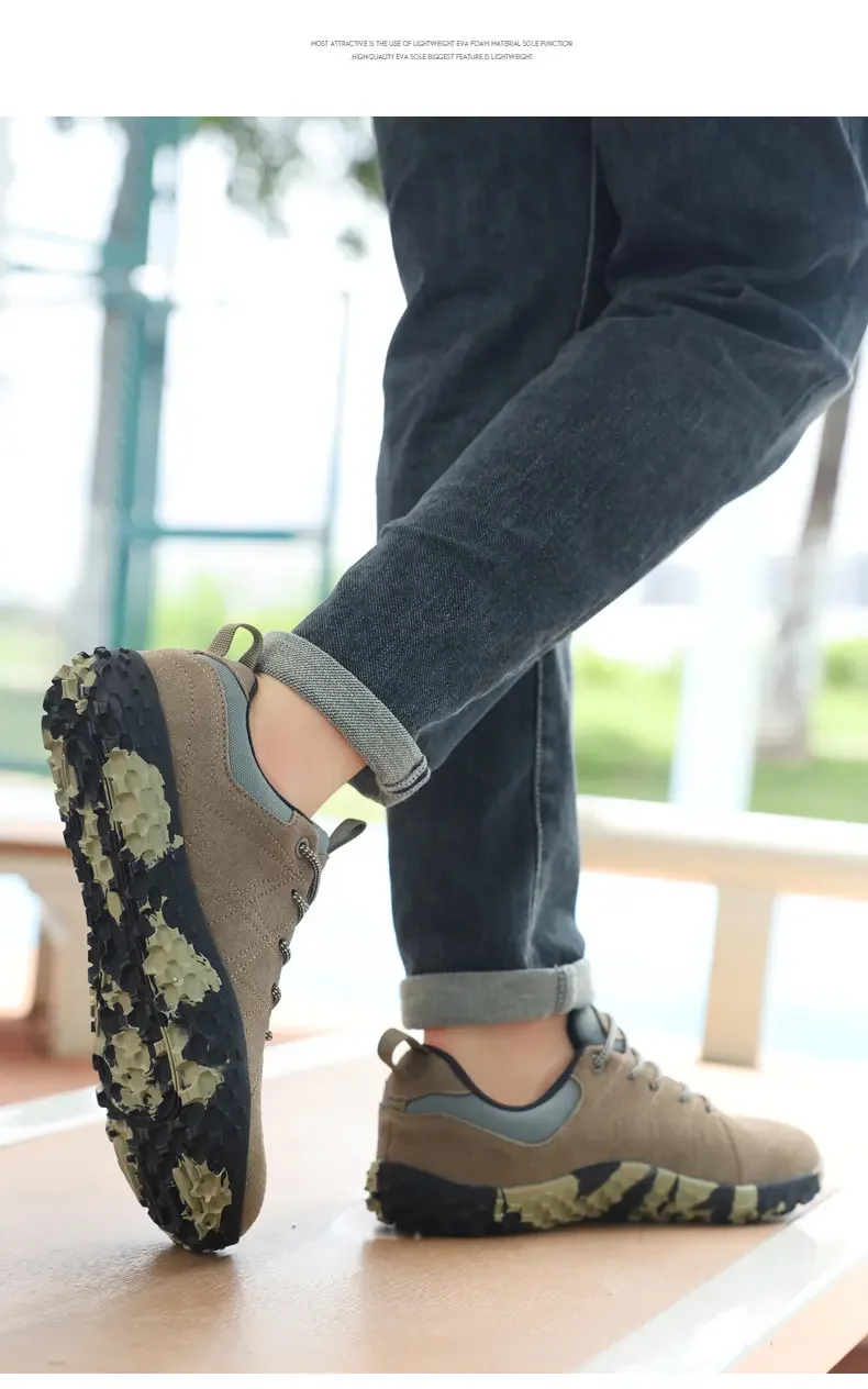 Suede Leather Shoes PU Fabric Wide Toe Shoe Anti Slip Hiking Shoe Workwear Men's Sports Shoes Women's Outdoor Walking Shoes