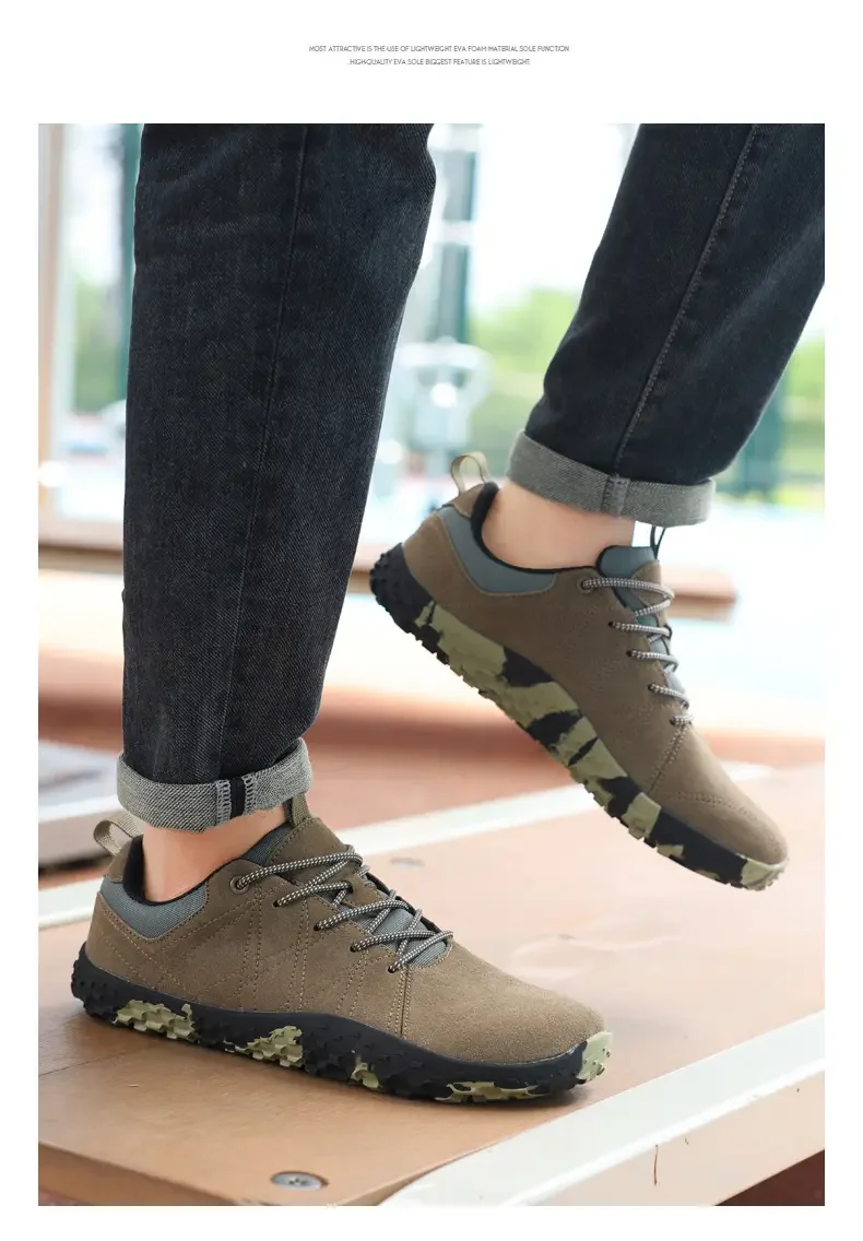 Suede Leather Shoes PU Fabric Wide Toe Shoe Anti Slip Hiking Shoe Workwear Men's Sports Shoes Women's Outdoor Walking Shoes