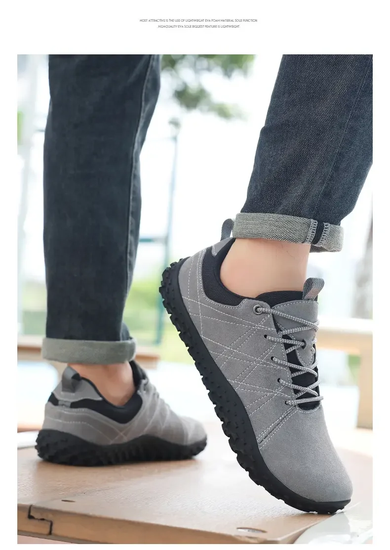 Suede Leather Shoes PU Fabric Wide Toe Shoe Anti Slip Hiking Shoe Workwear Men's Sports Shoes Women's Outdoor Walking Shoes