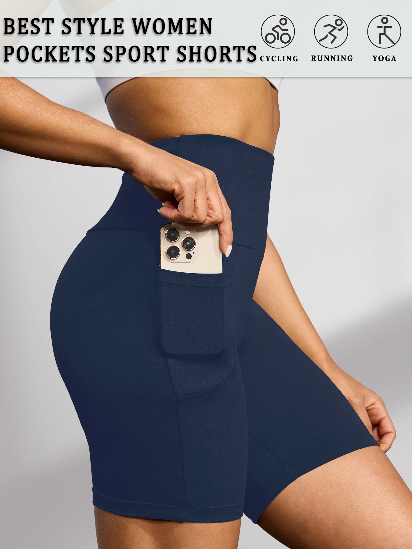 High Waisted Biker Shorts For Women With Pockets No See Through Workout Running Yoga Athletic Shorts Push Up Gym Fitness