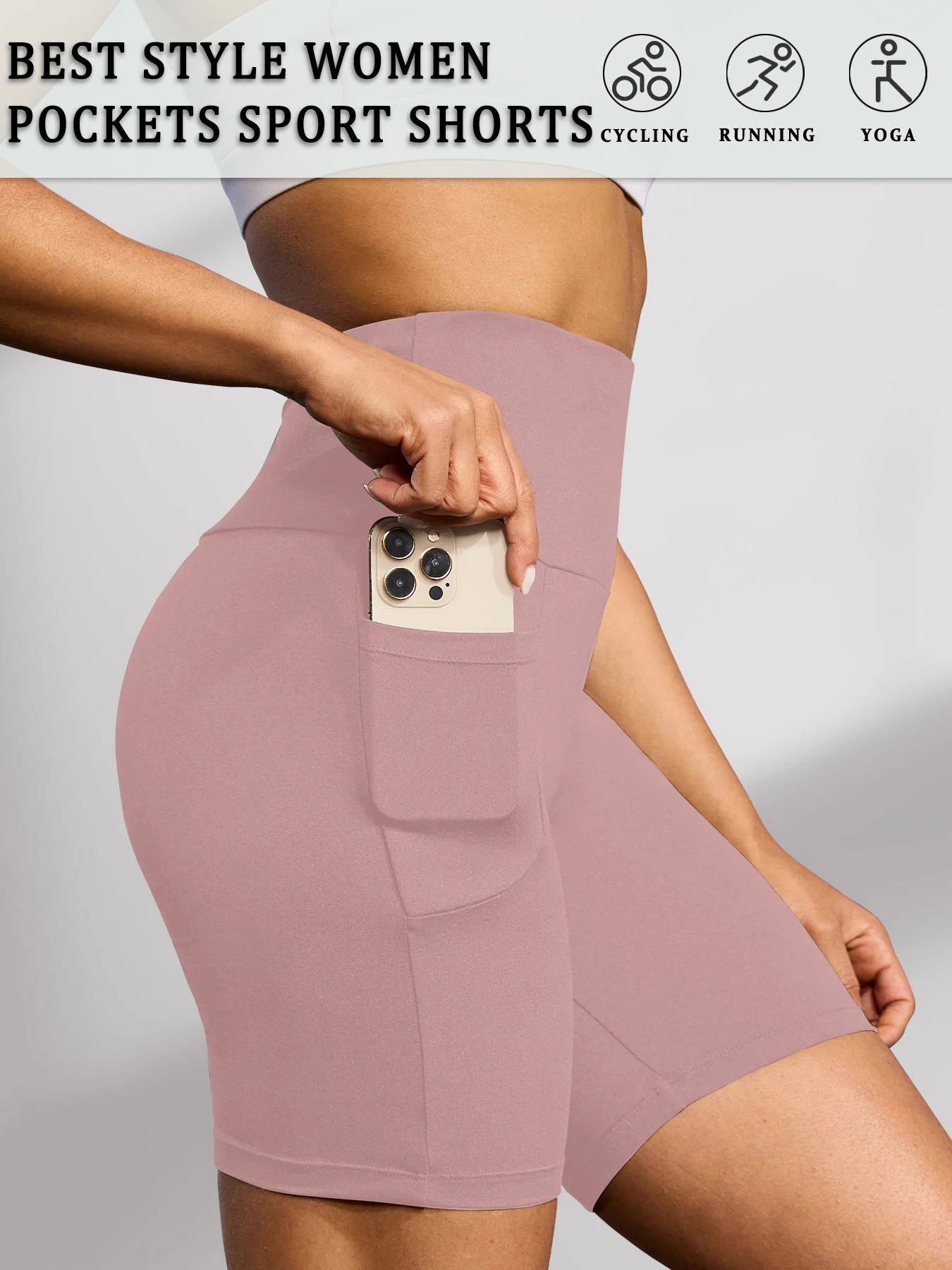 High Waisted Biker Shorts For Women With Pockets No See Through Workout Running Yoga Athletic Shorts Push Up Gym Fitness