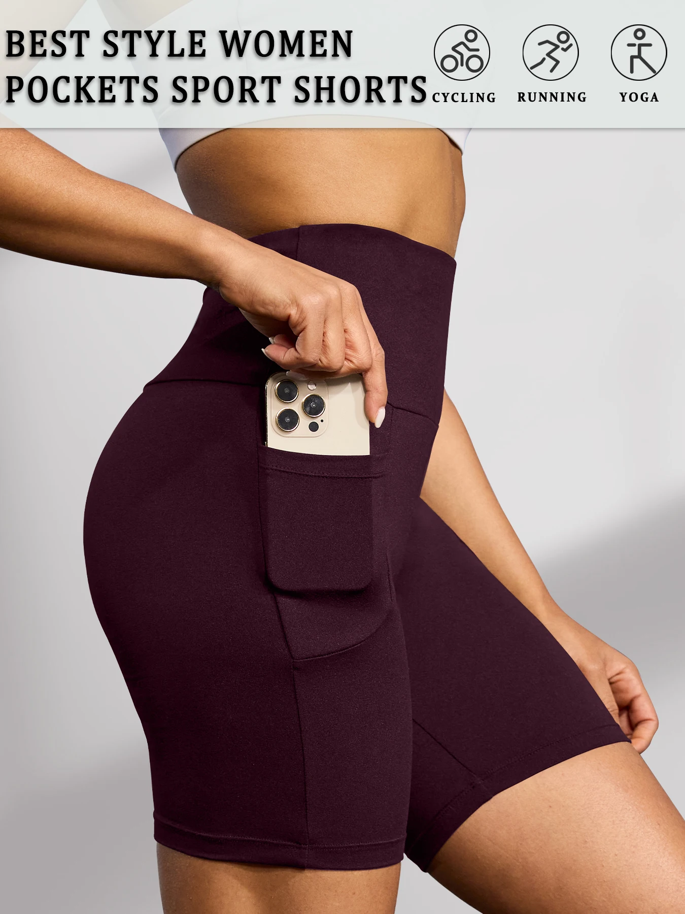 High Waisted Biker Shorts For Women With Pockets No See Through Workout Running Yoga Athletic Shorts Push Up Gym Fitness