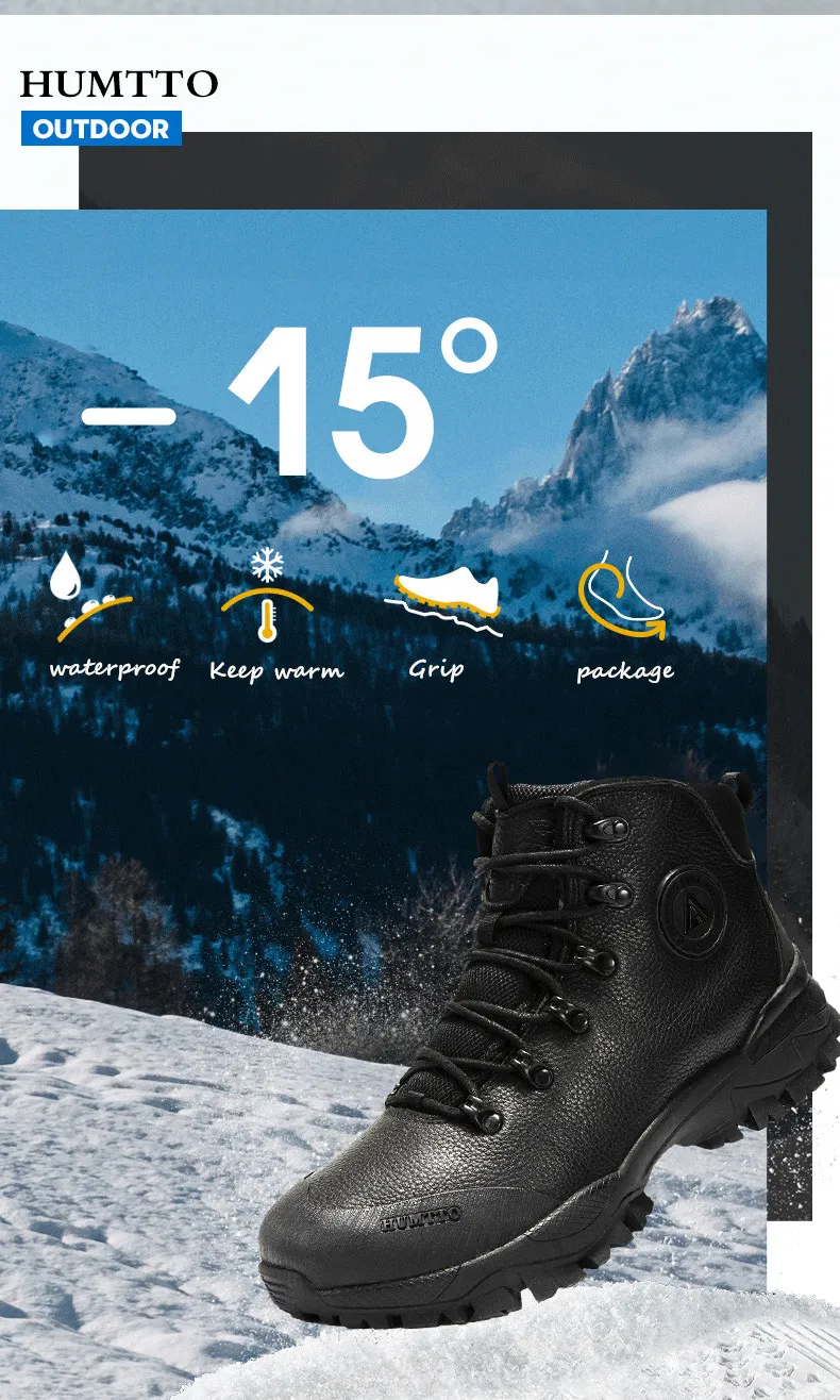 HUMTTO Brand Breathable Hiking Shoes for Men Winter Waterproof Outdoor Climbing Trekking Shoes Mens Leather Male Tactical Boots