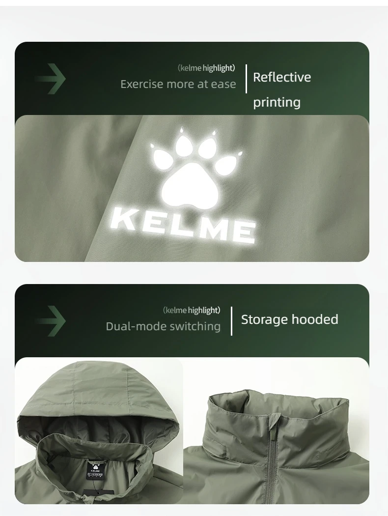 KELME Sports Windbreaker Men's Summer Windproof Football Waterproof Running Outdoor Training Jacket Punch