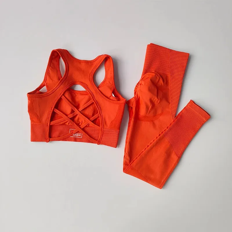 Women's Tracksuit Fitness Yoga Sets Sportswear Workout Sports Bra+High Waist Leggings Gym Clothing Seamless Sports Suits