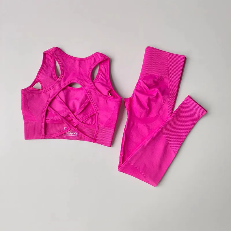 Women's Tracksuit Fitness Yoga Sets Sportswear Workout Sports Bra+High Waist Leggings Gym Clothing Seamless Sports Suits