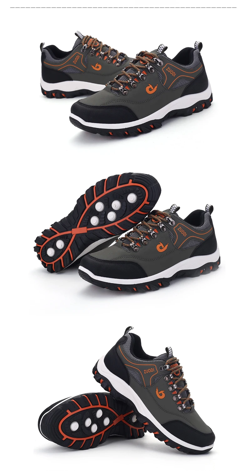 Men's Hiking Shoes Waterproof Leather Outdoor PU Shoes Wear-resistant Men Trekking Walking Hunting Tactical Sneakers