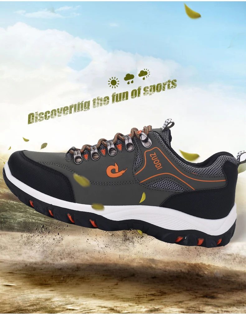 Men's Hiking Shoes Waterproof Leather Outdoor PU Shoes Wear-resistant Men Trekking Walking Hunting Tactical Sneakers