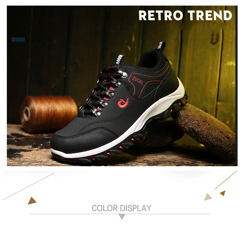 Men's Hiking Shoes Waterproof Leather Outdoor PU Shoes Wear-resistant Men Trekking Walking Hunting Tactical Sneakers