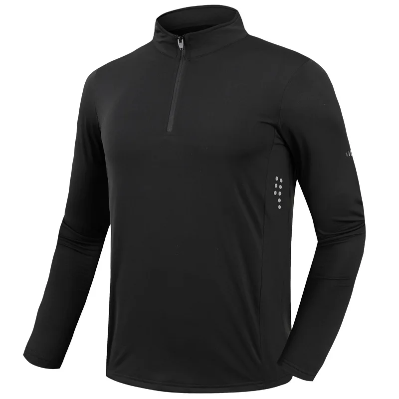 Men Slim Fit Track Top Men's Half Zipper Stand Collar Sports T-shirt with Long Sleeves for Running Fitness Training Breathable