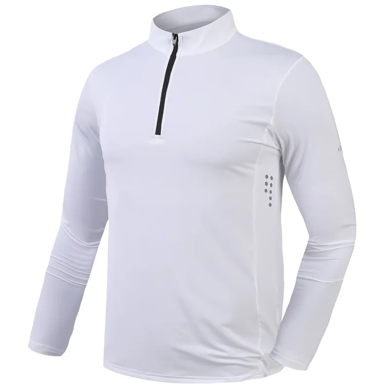 Men Slim Fit Track Top Men's Half Zipper Stand Collar Sports T-shirt with Long Sleeves for Running Fitness Training Breathable