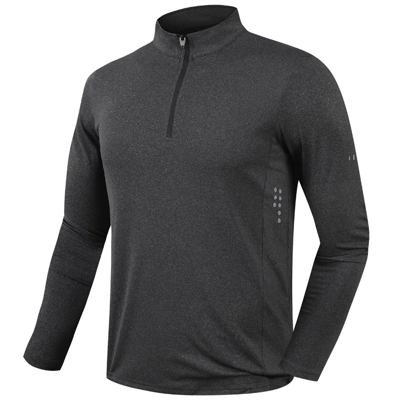 Men Slim Fit Track Top Men's Half Zipper Stand Collar Sports T-shirt with Long Sleeves for Running Fitness Training Breathable