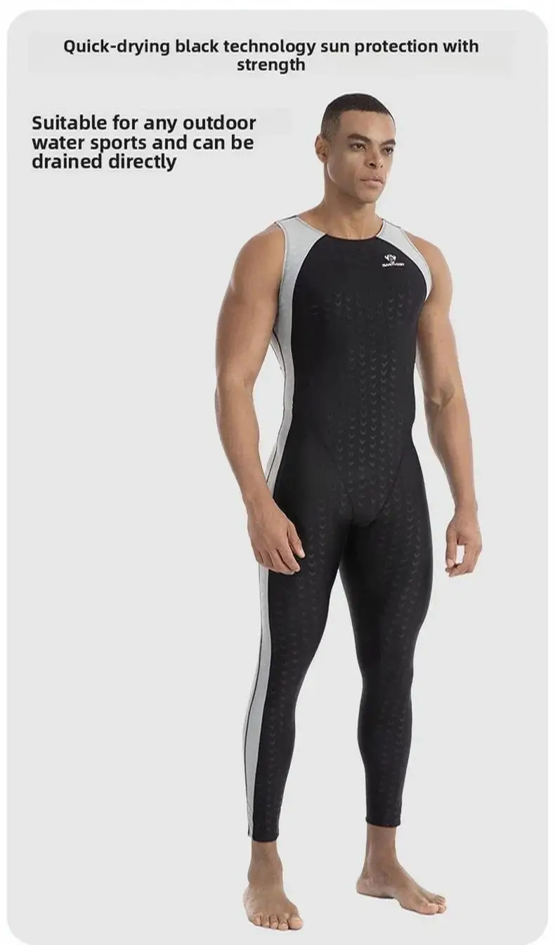 Men'S Sleeveless Competitive Swimwear Durable Waterproof One Piece Racing Swimsuit For Professional Training Competition
