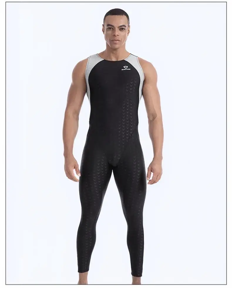 Men'S Sleeveless Competitive Swimwear Durable Waterproof One Piece Racing Swimsuit For Professional Training Competition