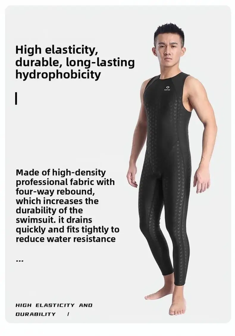 Men'S Sleeveless Competitive Swimwear Durable Waterproof One Piece Racing Swimsuit For Professional Training Competition