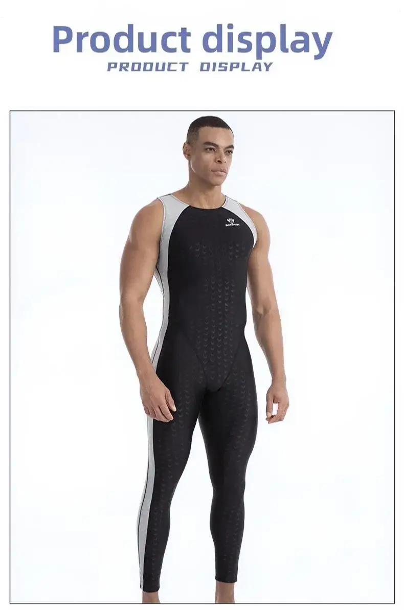 Men'S Sleeveless Competitive Swimwear Durable Waterproof One Piece Racing Swimsuit For Professional Training Competition