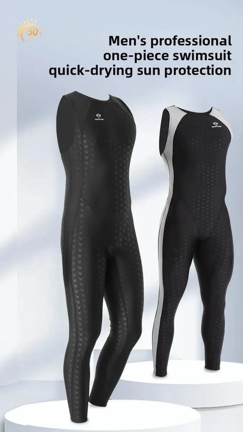 Men'S Sleeveless Competitive Swimwear Durable Waterproof One Piece Racing Swimsuit For Professional Training Competition