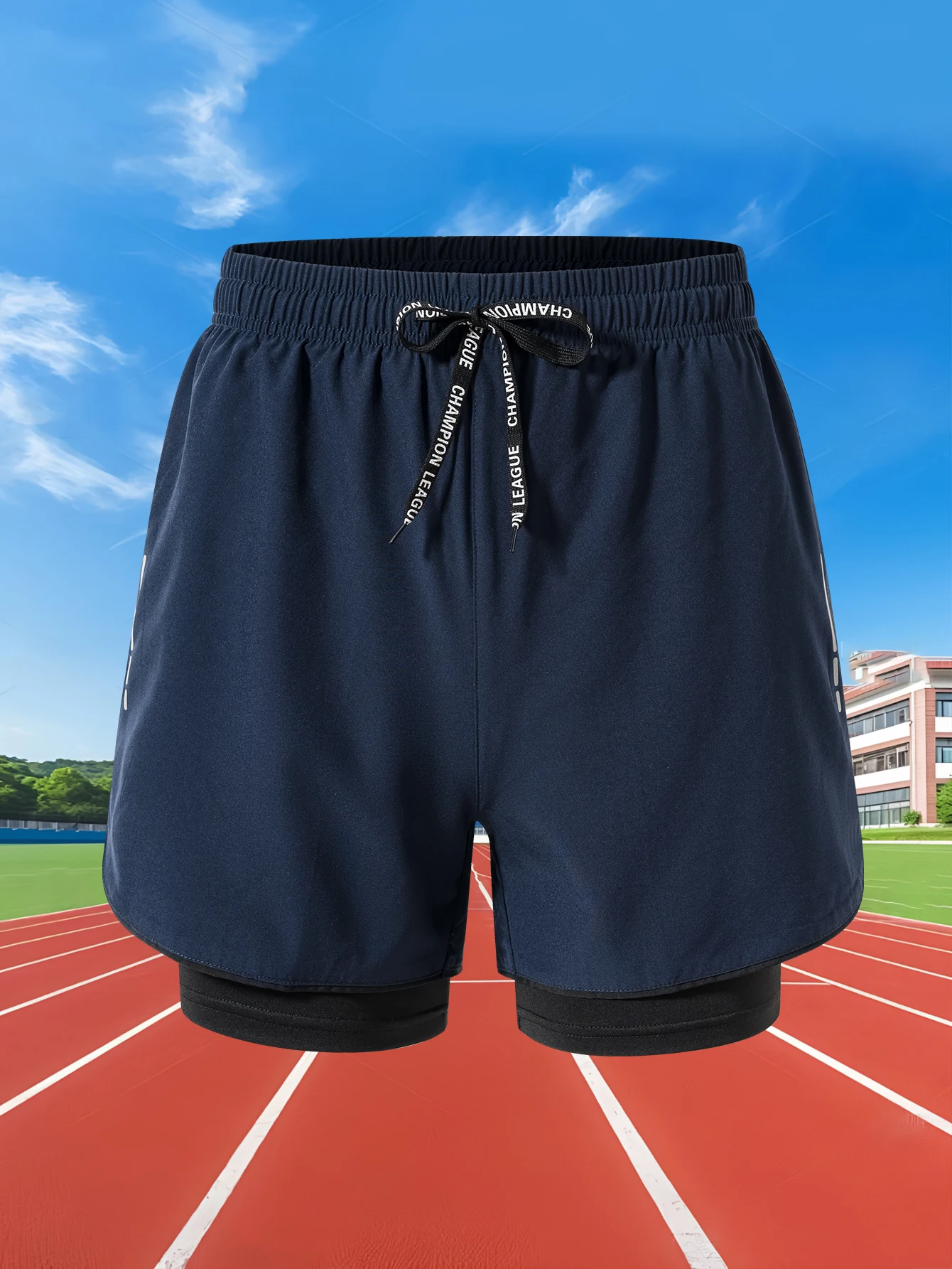 Summer Men Running Shorts Fitness Gym Training 2 in 1 Sports Shorts Quick Dry WorkoutJogging Double Deck Shorts
